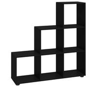 Qnhdfrt Black Engineered Wood 6-Cube Step Bookshelf