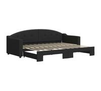 Qnhdfrt Black Fabric Daybed with Pull-Out Trundle, 80x200 cm
