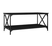 Qnhdfrt Black Industrial Coffee Table with Wood Top and Metal Frame
