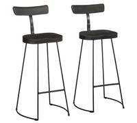 Qnhdfrt Black Mango Wood and Metal Bar Stools, Set of 2