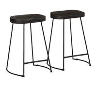 Qnhdfrt Black Mango Wood and Metal Industrial Bar Stools