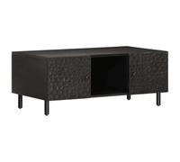 Qnhdfrt Black Solid Mango Wood Coffee Table with Storage & Iron Legs