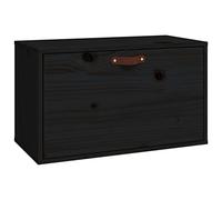 Qnhdfrt Black Solid Pine Wood Floating Wall Cabinet