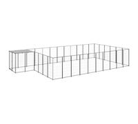 Qnhdfrt Black Steel Outdoor Dog Kennel with Waterproof Roof
