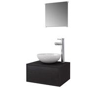 Qnhdfrt Black Wall-Mounted Bathroom Vanity Set with Sink and Mirror