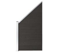 Qnhdfrt Black WPC Garden Fence Panel, 95x180 cm with Steel Post