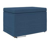 Qnhdfrt Blue Fabric and Wood Rectangular Backless Stool