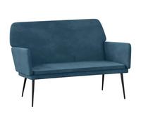Qnhdfrt Blue Velvet Upholstered Loveseat Bench with Metal Legs