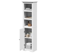 Qnhdfrt BODO Armoire de salle de bain, blanche, 44 x 30 x 160 cm, étroite, avec poignée en métal et espace de rangement, design en pin massif pour mettre de l'ordre dans la salle de bain