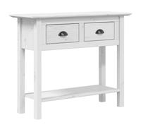 Qnhdfrt BODO Table console 91 x 35 x 74 cm en pin massif avec 2 tiroirs et étagère - Table d'appoint étroite avec charme français pour salon, couloir, balcon - Blanc