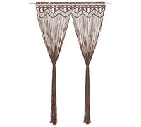 Qnhdfrt Boho Macrame String Curtain, 140x240 cm Cotton Polyester, Taupe