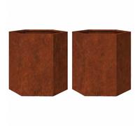 Qnhdfrt Bottomless Corten Steel Hexagonal Raised Garden Bed, 2-Pack