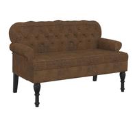 Qnhdfrt Brown Faux Suede Bench with Backrest