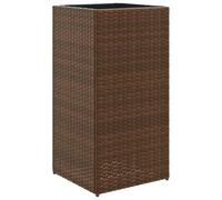 Qnhdfrt Brown Rattan Square Planter with Steel Frame, 40x40x80 cm