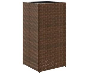 Qnhdfrt Brown Rattan Square Planter with Steel Frame, 40x40x80 cm