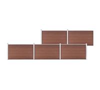 Qnhdfrt Brown WPC Garden Fence Panel with Aluminum Posts
