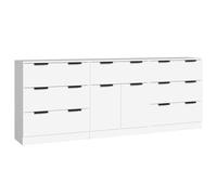 Qnhdfrt Buffet 3 pièces en bois blanc 60 x 30 x 70 cm avec tiroirs - Espace de rangement - Design moderne minimaliste - Robuste et durable - Pour salon, couloir, chambre à coucher