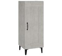 Qnhdfrt Buffet 34,5 x 34 x 90 cm en bois gris béton pieds en métal 3 compartiments Montage mural pour cuisine, couloir, salon