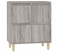 Qnhdfrt Buffet 60 x 35 x 70 cm en bois Sonoma avec décor eucalyptus - Meuble moderne polyvalent pour cuisine, couloir et salon avec 3 portes et support mural