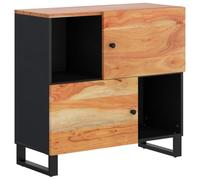 Qnhdfrt Buffet 80 x 33 x 75 cm en acacia massif, pieds en fer massif, design moderne, buffet robuste, avec 2 portes et 4 compartiments, pour cuisine, salon, couloir