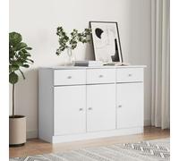Qnhdfrt Buffet ALTA blanc 112 x 35 x 73 cm en pin massif avec tiroirs et portes pour salon, cuisine, couloir design rustique et espace de rangement pratique