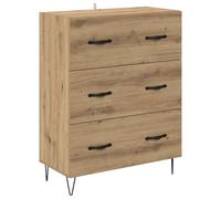 Qnhdfrt Buffet avec Tiroir Chêne Artisanal 69,5x34x90 cm Meuble de Rangement en Bois d'Ingénierie et Fer Commode Rustique avec Poignées Noires pour Salon et Salle à Manger