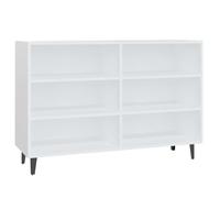 Qnhdfrt Buffet blanc 103,5 x 35 x 70 cm en bois et métal, bibliothèque industrielle avec 6 compartiments, fixation murale, meuble moderne pour couloir, salon, chambre à coucher