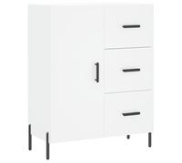 Qnhdfrt Buffet blanc avec pieds en métal, 69,5 x 34 x 90 cm, en bois dérivé du bois, 3 tiroirs, 2 compartiments, design moderne et miracle de rangement, étagère pour salon, couloir et chambre à