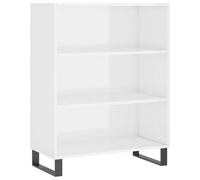 Qnhdfrt Buffet blanc brillant avec pieds en métal - 69,5 x 32,5 x 90 cm - 3 étagères - Espace de rangement - Design moderne - Pour salon, couloir, chambre à coucher