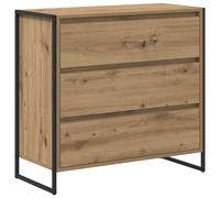 Qnhdfrt Buffet Chêne Artisan 79x36x75,5 cm Commode Salon Design Industriel en Bois d'Ingénierie et Pieds en Acier Meuble Bas de Rangement Rectangulaire pour Séjour Salle à Manger Cuisine