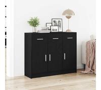 Qnhdfrt Buffet chêne noir - 91 x 28 x 75 cm - Panneau en bois robuste - Meuble bas moderne avec porte - Meuble de couloir et meuble bas de cuisine pour salon, salle à manger, bureau