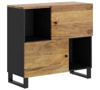 Qnhdfrt Buffet de cuisine 80 x 33 x 75 cm en bois de manguier massif avec pieds en fer et 4 compartiments, marron miel, buffet classique pour salon, couloir ou salle à manger