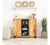 Qnhdfrt Buffet en bois de manguier 90 x 33 x 75 cm avec 2 portes et 7 compartiments - Commode industrielle vintage pour salon, couloir, cuisine