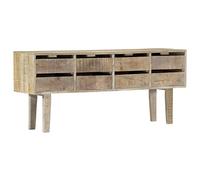 Qnhdfrt Buffet en bois de manguier massif 140 x 30 x 60 cm avec 8 tiroirs - Meuble bas moderne pour salon, couloir et cuisine - Espace de rangement rustique