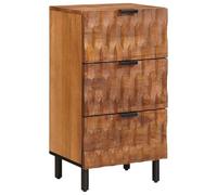 Qnhdfrt Buffet en bois de manguier massif, commode à 3 tiroirs, commode de couloir au design moderne, finition marron acacia, meuble de rangement pour salon et salle à manger, 40 x 33 x 75 cm