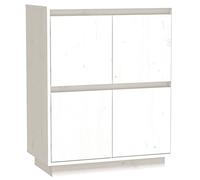 Qnhdfrt Buffet en bois massif blanc 60 x 34 x 75 cm avec 4 portes, pieds flottants et support mural, buffet de cuisine moderne pour salon, couloir et chambre à coucher