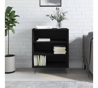 Qnhdfrt Buffet en bois noir 57 x 35 x 70 cm avec pieds en fer pour cuisine, salon, couloir