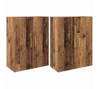 Qnhdfrt Buffet en bois recyclé 69,5 x 34 x 90 cm en bois dérivé du bois, 4 portes à charnières, étagère murale moderne pour un rangement peu encombrant dans le salon, la chambre à coucher, la cuisine