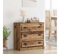 Qnhdfrt Buffet en bois recyclé 70 x 35,5 x 67,5 cm - En bois massif avec tiroir - Meuble bas rustique pour salon, couloir, salle à manger et bureau