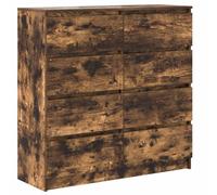 Qnhdfrt Buffet en chêne fumé 100 x 35 x 99 cm - Design moderne avec espace de rangement et plaque supérieure solide - Pour cuisine, salon, couloir, chambre à coucher et bureau