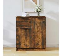 Qnhdfrt Buffet en chêne fumé 60 x 30 x 70 cm en bois avec 4 compartiments et tiroir, plateau supérieur robuste et design minimaliste pour salon, cuisine et couloir