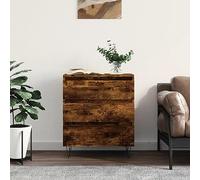 Qnhdfrt Buffet en chêne fumé 60 x 35 x 70 cm - En bois avec pieds en fer - Pour salon, cuisine, couloir - Design intemporel avec beaucoup d'espace de rangement et construction stable