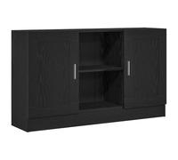 Qnhdfrt Buffet en chêne noir - 120 x 30,5 x 70 cm - Design moderne en bois avec 2 portes et poignées - Pour espace de rangement dans le salon, la salle à manger, le couloir