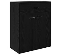 Qnhdfrt Buffet en chêne noir 60 x 30 x 75 cm avec tiroir et 2 portes, design moderne, robuste et durable, espace de rangement pour cuisine, couloir, salon, chambre à coucher