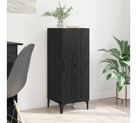 Qnhdfrt Buffet en chêne noir 90 cm de haut avec portes et étagères - Meuble bas moderne pour salon, couloir, cuisine - Buffet avec espace de rangement