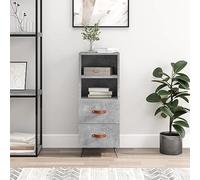 Qnhdfrt Buffet gris béton 34,5 x 34 x 90 cm avec pieds en métal et tiroirs - Meuble bas moderne pour salon, couloir, cuisine, espace de rangement, meuble de rangement, meuble en matériau dérivé du
