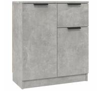 Qnhdfrt Buffet gris béton 60 x 30 x 70 cm en bois avec 2 portes et tiroir, design minimaliste, espace de rangement généreux, plateau supérieur robuste, idéal pour la cuisine, le couloir et le salon