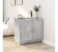 Qnhdfrt Buffet gris béton 80 x 40 x 75 cm en matériau dérivé du bois avec 2 compartiments de rangement Meuble pour salon, cuisine, couloir