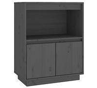 Qnhdfrt Buffet gris en pin massif, 60 x 34 x 75 cm, design moderne, avec beaucoup d'espace de rangement, pour cuisine, salon, couloir et salle à manger