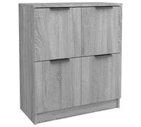 Qnhdfrt Buffet gris Sonoma 60 x 30 x 70 cm en matériau dérivé du bois moderne avec 4 portes pour cuisine, couloir, salon, espace de rangement facile à nettoyer